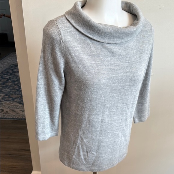 Sag Harbor Petite Small Heather Grey Cowl Neck Sweater - Picture 5 of 8